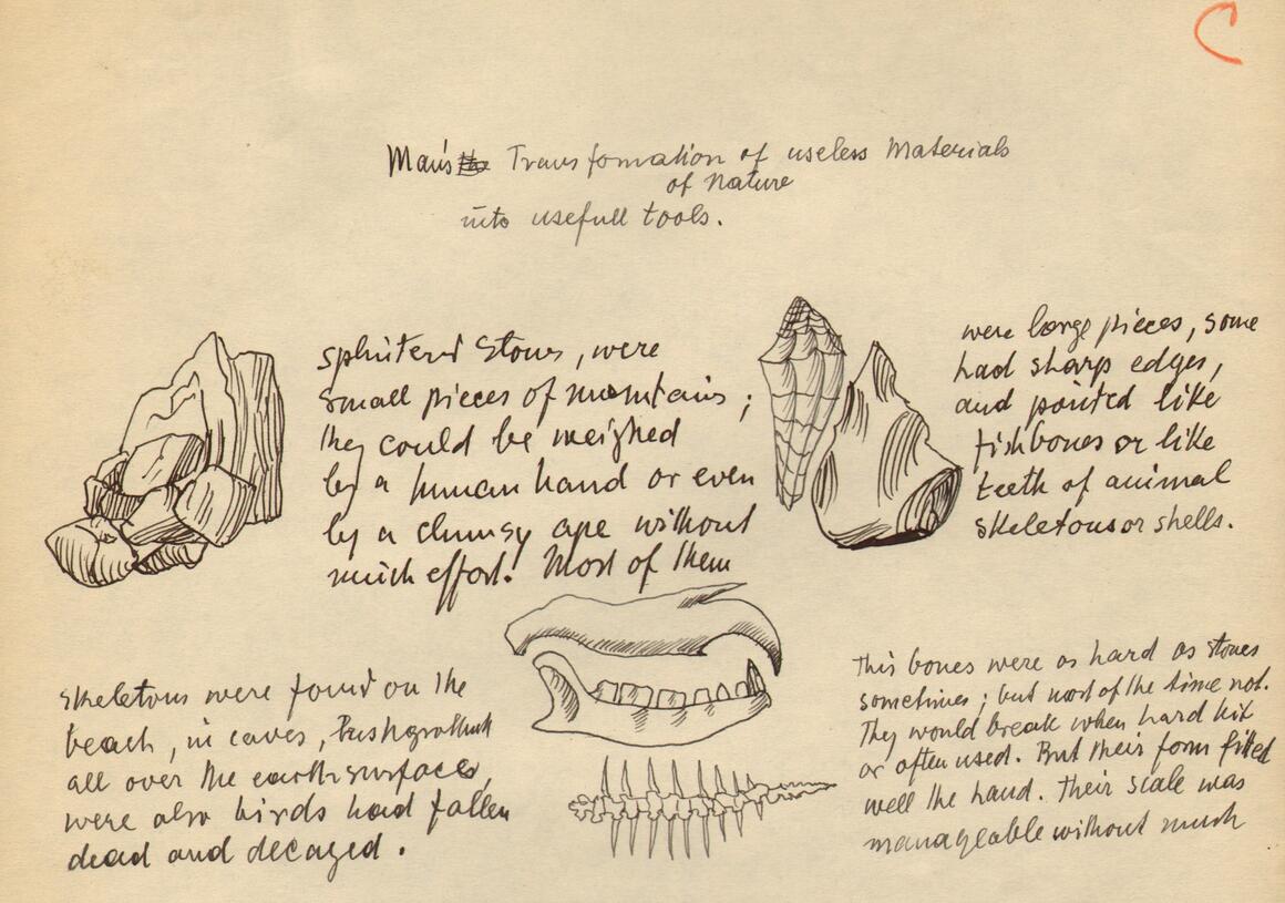 Frederick Kiesler, Magic Architecture, Chart on the “Transformation of useless materials of nature into useful tools”. Ink on paper.<br> © Austrian Frederick and Lillian Kiesler Private Foundation.